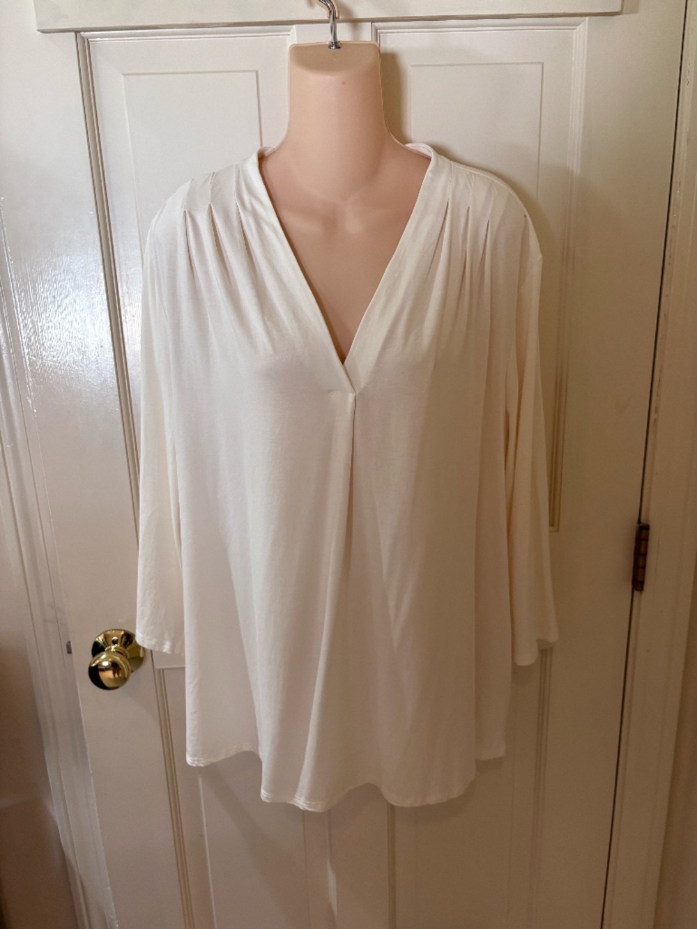 J.Jill Wearever Collection White Pleated Blouse XL